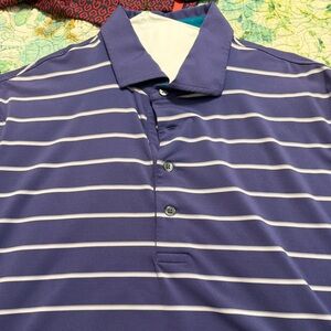 Greyson Purple and White Striped Polo Shirt